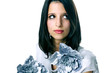 Portrait of beautiful young woman on white background