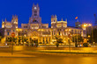 Plaza de Cibeles at night, Madrid, Spain