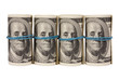 Four rolls from dollars on white background Four rolls from dollars on white background