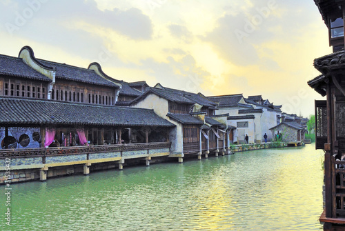 Photo: China, Jangsu, sunset at the Xizha ancient village China, Jangsu, sunset at the Xizha ancient village