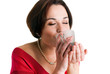 Young woman with a cup of hot drink
