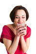 Young woman with a cup of hot drink