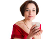 Young woman with a cup of hot drink