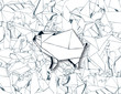 Origami Pig on Paper Background Vector Origami Pig on Paper Background Vector