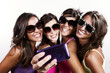 four beautiful girls  on a white background