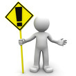 3d character with yellow ALERT sign 3d character with yellow ALERT sign