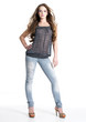 Beautiful young woman posing at studio