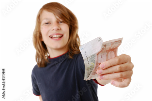 Foto: Junge mit Euro Junge mit Euro