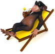 Singe et chaise longue