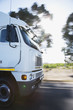 Semi-truck driving on remote rode