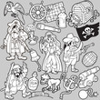 Vektor: Big Black and White Set of Pirates Items, Icons Big Black and White Set of Pirates Items, Icons