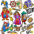 Big Colorful Set of Pirates Items, Icons