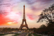 Eiifel Tower against sunrise,  Paris, France
