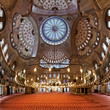 Interior of the Sultanahmet Mosque in Istanbul, Turkey