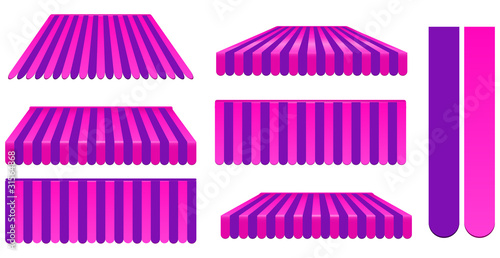 Vector: pink and purple awnings set isolated on white pink and purple awnings set isolated on white