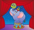 Cartoon elephant on circus stage 1 Cartoon elephant on circus stage 1