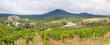 Panoramic landscape in Crimean mountains near Red rock.