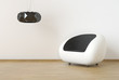 Interior design with minimal modern furniture in white and black