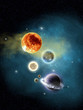 Galactic Space Nebula with Stars and planet