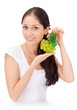 Photo: Young attractive lady with green grape cluster Young attractive lady with green grape cluster