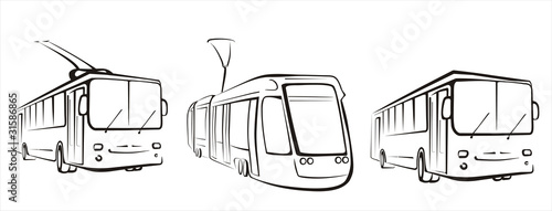 Vector: public transport set of symbols public transport set of symbols