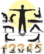 set vector tibetan rituals sihlouettes