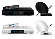 Set top box and dish antenna vector illustration Set top box and dish antenna vector illustration
