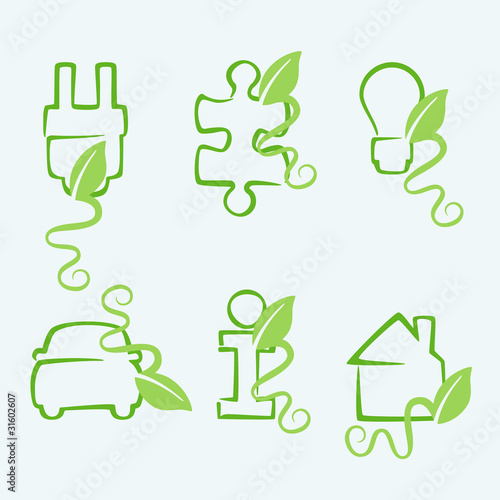 Illustration: Green concept icons Green concept icons