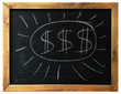dollar handwritten on a blackboard