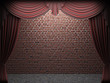 Red velvet curtain opening scene made in 3d