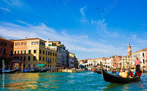 Photo: Venice Grand canal with gondolas and Rialto Bridge, Italy Venice Grand canal with gondolas and Rialto Bridge, Italy