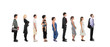 Full length portrait of men and women standing together in a lin