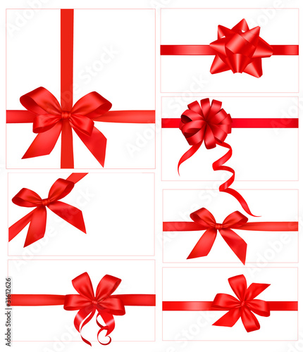 Vector: Big set of red gift bows with ribbons. Vector. Big set of red gift bows with ribbons. Vector.