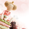 Doll princess and textile and sewing accessory