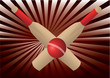 cricket bats and ball with brown rays