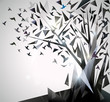 Vector: Abstract Tree with origami birds. Abstract Tree with origami birds.