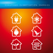 pictogrammes chauffage, climatisation, énergies