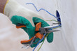 worker puts the wires