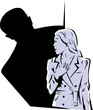 Stylized drawing of a girl being stalked
