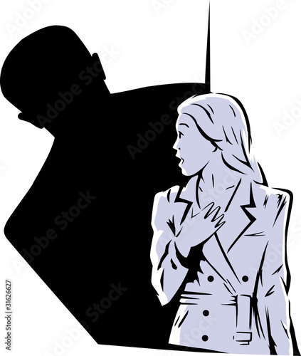 Vector: Stylized drawing of a girl being stalked Stylized drawing of a girl being stalked
