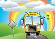 vector yellow school bus on the road vector yellow school bus on the road