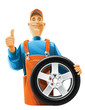 auto mechanic with wheel auto mechanic with wheel