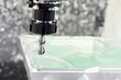 Close-up process of metal machining by milling