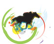 Abstract horses and riders silhouettes. Vector Illustration