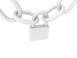Closed padlock in white