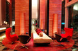 Modern lobby interior in night illumination, Pattaya, Thailand