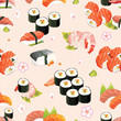Vector: Japan Seamless Pattern and other traditional Japanese food Japan Seamless Pattern and other traditional Japanese food