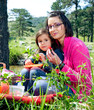 Mother and her daughter on a picnic