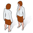 Isometric business woman front and back poses Isometric business woman front and back poses