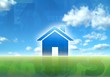 new house blue sky green grass concept illustration
